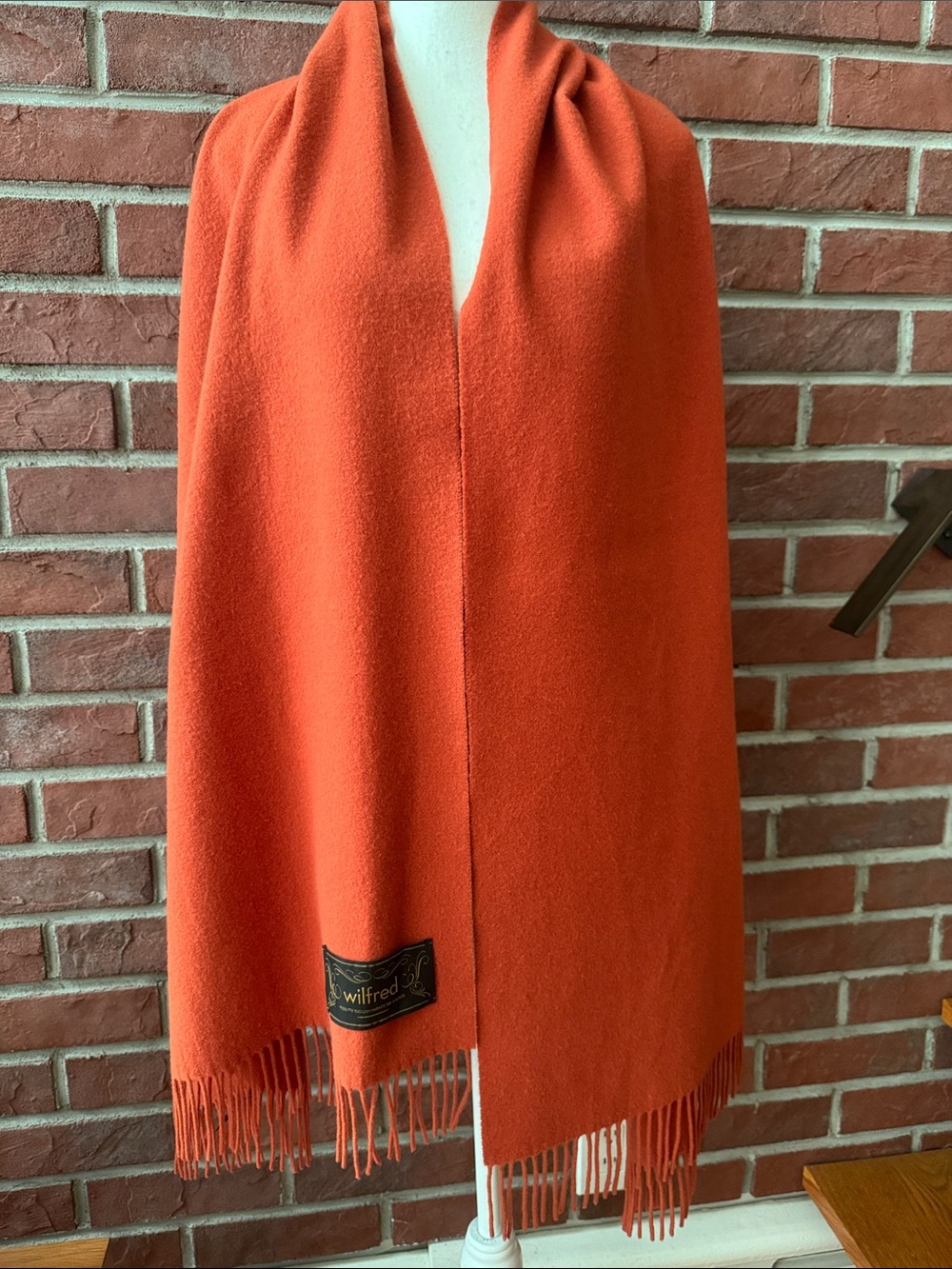 Wilfred Luxury 100% Vibrant Orange Fringe Shawl Wrap Throw  30”x 80”